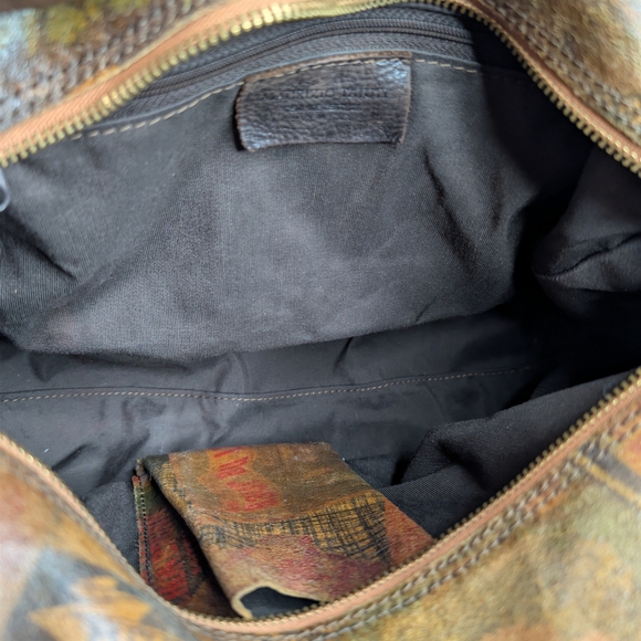 Maurizio Taiuti Vintage Italian Leather Hotel Label Bowler Bag Barrel Satchel - Picture 3 of 16